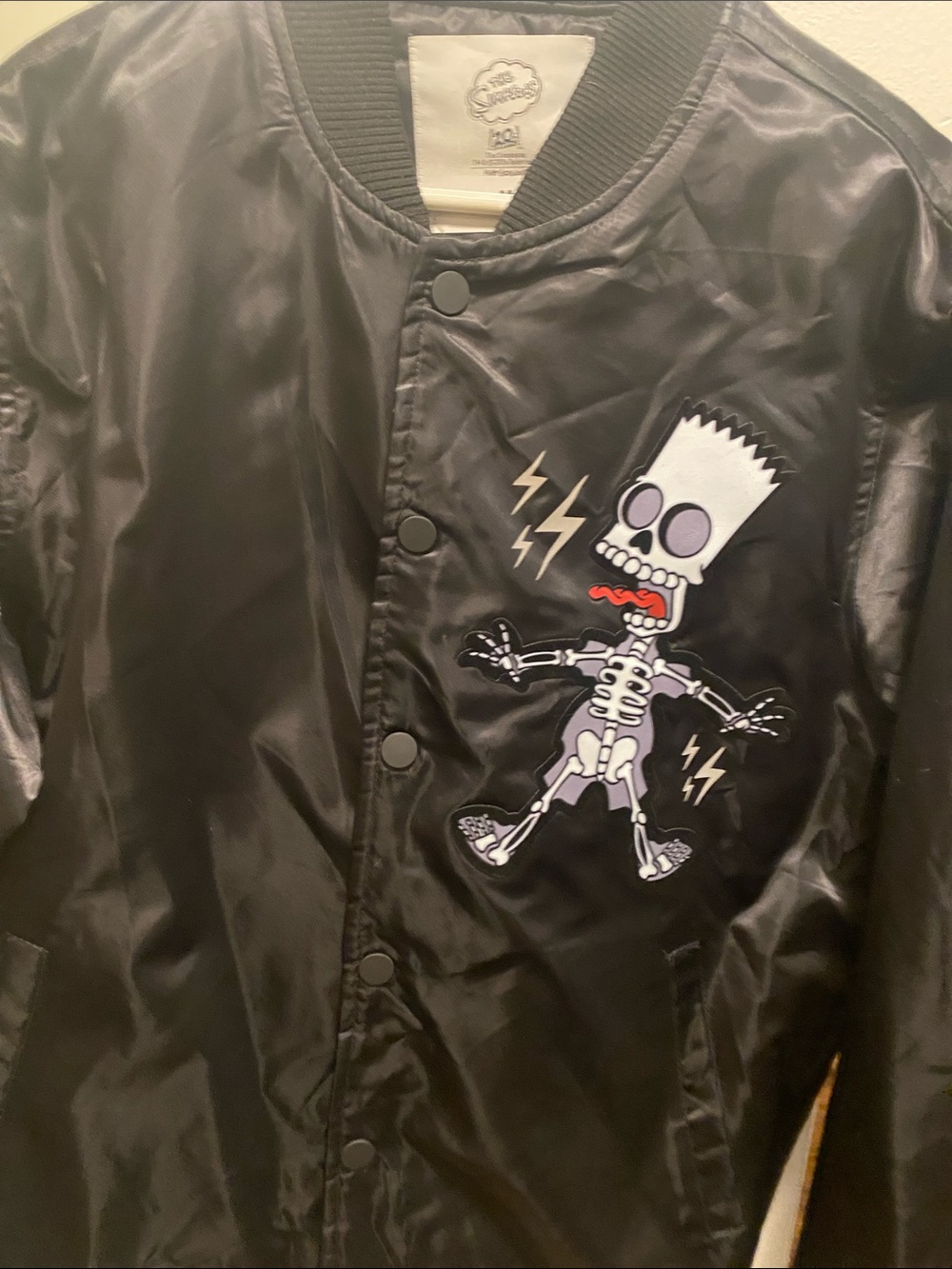 Mens Black Skeleton Bart Bomber Jacket by The Simpsons